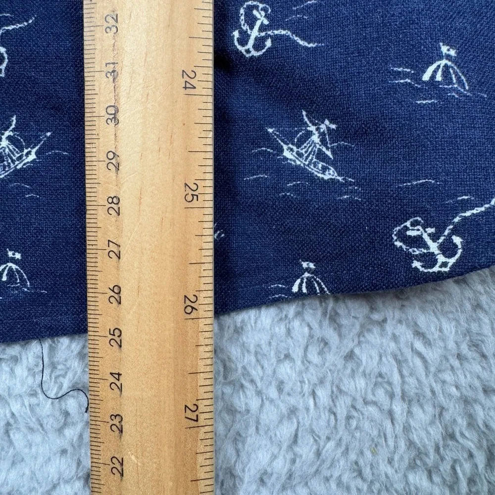 Polo Ralph Lauren Shirt Mens Medium Blue‎ Anchor All Over Print Boating Button